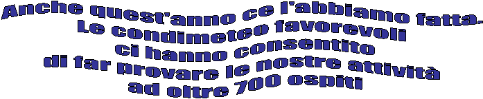 con vero piacere, quest'anno circa 600 persone
hanno voluto provare le nostre attivit:
